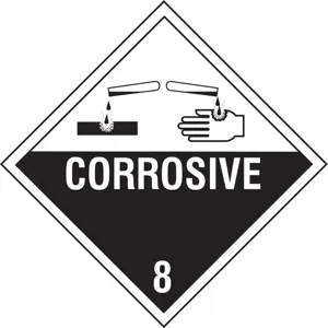 STRANCO INC DOTP-0053-V10 Vehicle Placard Corrosive W Pictogram - Pack Of 10 | AF3YRX 8FNN9