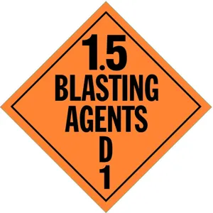 STRANCO INC DOTP-0101-PS Vehicle Placard 1.5 Blasting Agent | AF6CVC 9WXG4