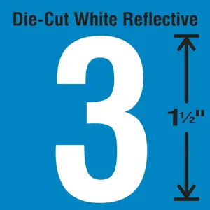 STRANCO INC DWR-1.5-3-5 Die-Cut Reflective Number Label 3 PK5 | AH3ABC 30WY46