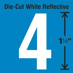 STRANCO INC DWR-1.5-4-5 Die-Cut Reflective Number Label 4 PK5 | AH3ABD 30WY47