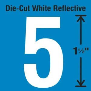 STRANCO INC DWR-1.5-5-5 Die-Cut Reflective Number Label 5 PK5 | AH3ABE 30WY48