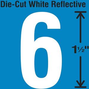 STRANCO INC DWR-1.5-6-5 Die-Cut Reflective Number Label 6 PK5 | AH3ABF 30WY49