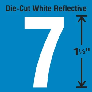 STRANCO INC DWR-1.5-7-5 Die-Cut Reflective Number Label 7 PK5 | AH3ABG 30WY50