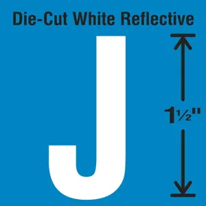 STRANCO INC DWR-1.5-J-5 Die-Cut Reflective Letter Label J PK5 | AH3ABV 30WY62