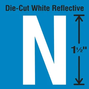 STRANCO INC DWR-1.5-N-5 Die-Cut Reflective Letter Label N PK5 | AH3ABZ 30WY66