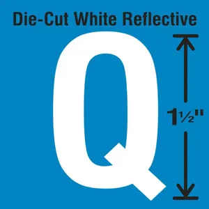 STRANCO INC DWR-1.5-Q-5 Die-Cut Reflective Letter Label Q PK5 | AH3ACC 30WY69