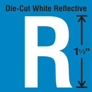 STRANCO INC DWR-1.5-R-5 Die-Cut Reflective Letter Label R PK5 | AH3ACD 30WY70