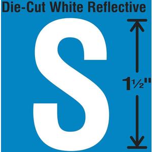 STRANCO INC DWR-1.5-S-5 Die-Cut Reflective Letter Label S PK5 | AH3ACE 30WY71