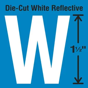 STRANCO INC DWR-1.5-W-5 Die-Cut Reflective Letter Label W PK5 | AH3ACJ 30WY75