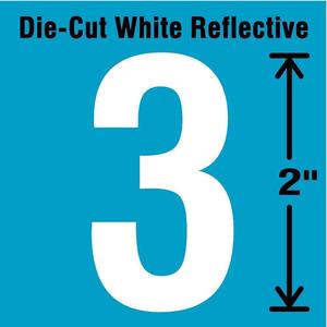 STRANCO INC DWR-2-3-5 Nummernschild 3, weiß, 2 Höhe, 1-1/4 Breite, 5er-Pack | AD4JCL 41P971
