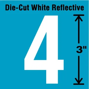 STRANCO INC DWR-3-4-5 Number Label 4 White - Pack Of 5 | AD4JEB 41R009