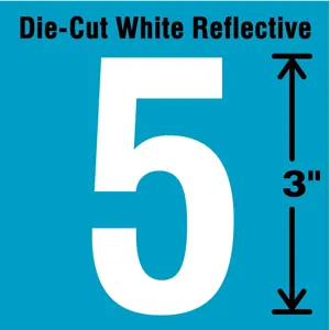 STRANCO INC DWR-3-5-5 Number Label 5 White - Pack Of 5 | AD4JEC 41R010