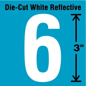 STRANCO INC DWR-3-6-5 Number Label 6 White - Pack Of 5 | AD4JED 41R011