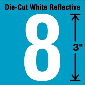 STRANCO INC DWR-3-8-5 Number Label 8 White - Pack Of 5 | AD4JEF 41R013