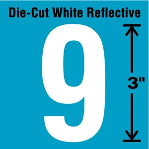 STRANCO INC DWR-3-9-5 Number Label 9 White - Pack Of 5 | AD4JEG 41R014