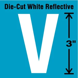 STRANCO INC DWR-3-V-5 Letter Label V White - Pack Of 5 | AD4JFF 41R036