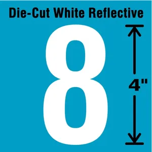 STRANCO INC DWR-4-8-5 Number Label 8 White - Pack Of 5 | AD4JFV 41R049