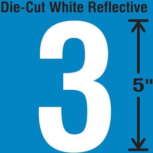 STRANCO INC DWR-5-3-5 Die-Cut Reflective Number Label 3 PK5 | AH3ACR 30WY82