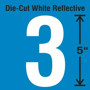 STRANCO INC DWR-5-3-5 Die-Cut Reflective Number Label 3 PK5 | AH3ACR 30WY82