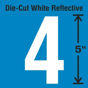 STRANCO INC DWR-5-4-5 Die-Cut Reflective Number Label 4 PK5 | AH3ACT 30WY83