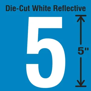 STRANCO INC DWR-5-5-5 Die-Cut Reflective Number Label 5 PK5 | AH3ACU 30WY84