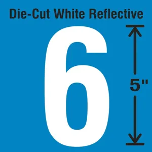 STRANCO INC DWR-5-6-5 Die-Cut Reflective Number Label 6 PK5 | AH3ACV 30WY85