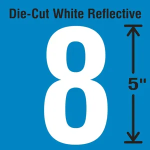 STRANCO INC DWR-5-8-5 Die-Cut Reflective Number Label 8 PK5 | AH3ACX 30WY87