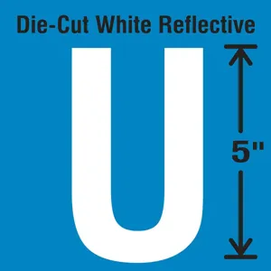 STRANCO INC DWR-5-U-5 Die-Cut Reflective Letter Label U PK5 | AH3ADW 30WZ10