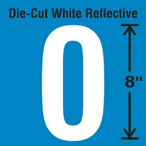 STRANCO INC DWR-SINGLE-8-0 Die-Cut Reflective Number Label 0 | AH3AEC 30WZ16