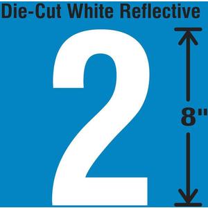 STRANCO INC DWR-SINGLE-8-2 Die-Cut Reflective Number Label 2 | AH3AEE 30WZ18