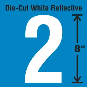 STRANCO INC DWR-SINGLE-8-2 Die-Cut Reflective Number Label 2 | AH3AEE 30WZ18