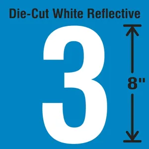 STRANCO INC DWR-SINGLE-8-3 Die-Cut Reflective Number Label 3 | AH3AEF 30WZ19