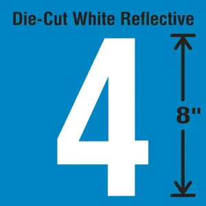 STRANCO INC DWR-SINGLE-8-4 Die-Cut Reflective Number Label 4 | AH3AEG 30WZ20