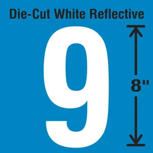 STRANCO INC DWR-SINGLE-8-9 Die-Cut Reflective Number Label 9 | AH3AEM 30WZ25