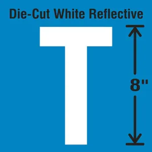 STRANCO INC DWR-SINGLE-8-T Die-Cut Reflective Letter Label T | AH3AFJ 30WZ45