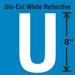 STRANCO INC DWR-SINGLE-8-U Die-Cut Reflective Letter Label U | AH3AFK 30WZ46