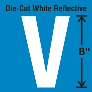 STRANCO INC DWR-SINGLE-8-V Die-Cut Reflective Letter Label V | AH3AFL 30WZ47