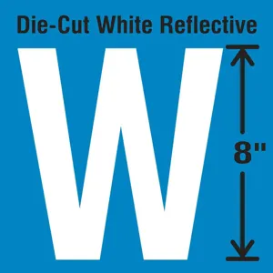 STRANCO INC DWR-SINGLE-8-W Die-Cut Reflective Letter Label W | AH3AFM 30WZ48