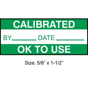 STRANCO INC TC-20910 Calibration Label ENG Green/White PK350 | AH3AWR 30XD77