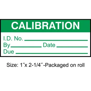 STRANCO INC TC-21002-R250 Calibration Label ENG Green/White PK250 | AH3AWU 30XD79