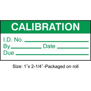 STRANCO INC TC3-21002-R250 Calibration Label ENG Green/White PK250 | AH3AWV 30XD80