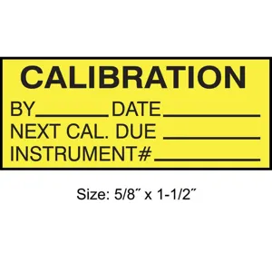 STRANCO INC TCF-22135 Calibration Label ENG Black/Yellow PK350 | AH3AWE 30XD66