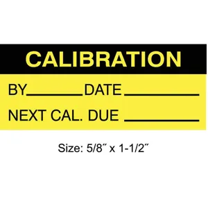 STRANCO INC TCF-22136 Calibration Label ENG Black/Yellow PK350 | AH3AWP 30XD75