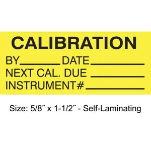 STRANCO INC TCFSL2-22135 Calibration Label ENG Black/Yellow PK350 | AH3AWF 30XD67