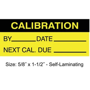 STRANCO INC TCFSL2-22136 Calibration Label ENG Black/Yellow PK350 | AH3AWQ 30XD76