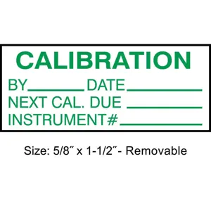 STRANCO INC TCR-22133 Calibration Label ENG Green/White PK350 | AH3AWM 30XD73