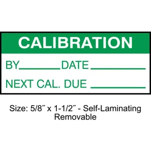 STRANCO INC TCRSL2-22134 Calibration Label ENG Green/White PK350 | AH3AWJ 30XD70