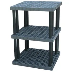 STRUCTURAL PLASTICS S3636x3 Plastic Bulk Storage Rack, 36 L x 36 W x 51 H, 3 Shelf, Grid Top | AG8EQX