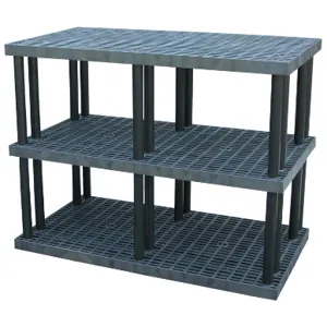 STRUCTURAL PLASTICS S6636x3 Plastic Bulk Storage Rack, 66 L x 36 W x 51 H, 3 Shelf, Grid Top | AG8ERD