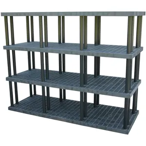 STRUCTURAL PLASTICS S9636X4 Plastic Bulk Storage Rack, 96 L x 36 W x 75 H, 4 Shelf, Grid Top | AG8ERG